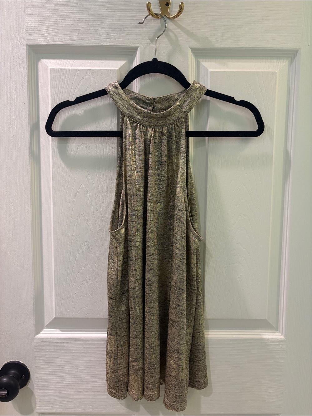 Sunday in Brooklyn Metallic Taupe Mock Neck Tank